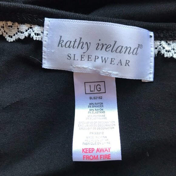 KATHY IRELAND SLEEPWEAR Black Sleep Shirt LARGE - Picture 6 of 6